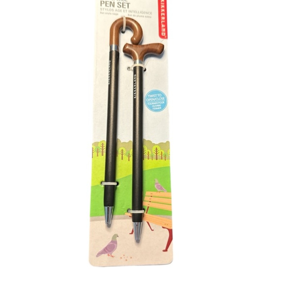 Kikkerland Set of Two Novelty Old and Wise Walking Stick Pens Retirement Gifts
